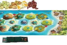 مكونات لعبة كاتان جونيور Catan Junior مرتبة على الطاولة