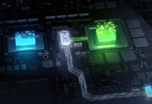 مخطط شريحة MUX Switch على لوحة أم لابتوب الألعاب، بين معالج الرسوميات المتكامل والمنفصل والشاشة