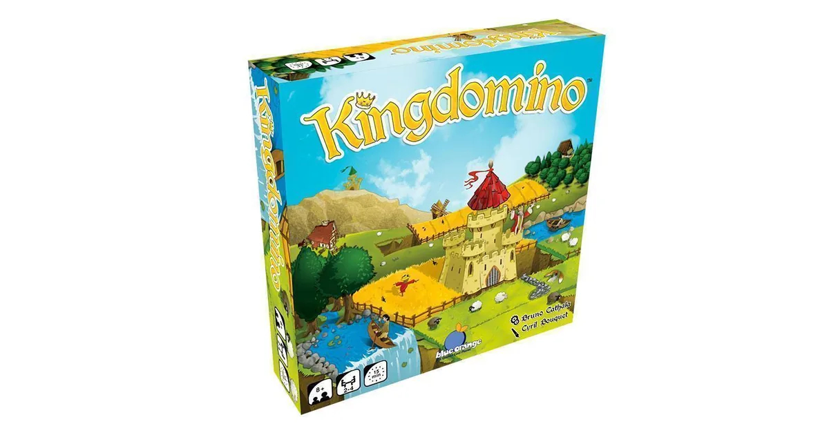 علبة لعبة كينغدومينو Kingdomino من بلو أورنج مع رسوم المملكة والتاج