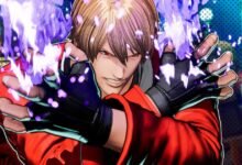 يوري ياغامي يطلق لهبًا بنفسجيًا من يديه في Fatal Fury: City of the Wolves
