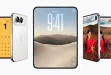 صورة آبل الرسمية لهاتف iPhone Duo في وضعي الفتح والطي