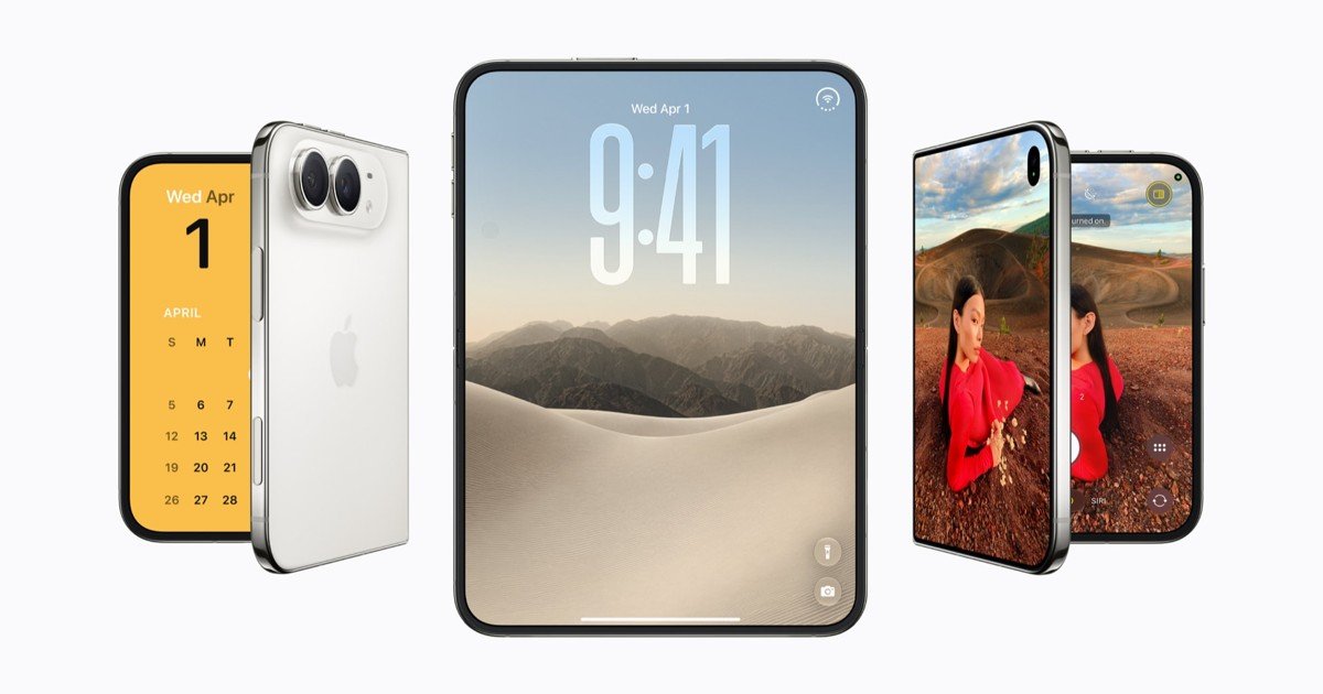 صورة آبل الرسمية لهاتف iPhone Duo في وضعي الفتح والطي