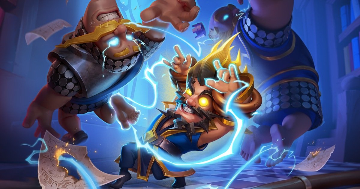 Electro Wizard في فن رسمي لموسم Shocktober في لعبة Clash Royale من Supercell