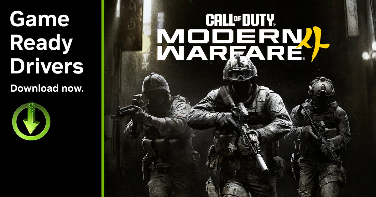صورة رسمية من NVIDIA لتعريف Game Ready الجديد مع فن لعبة Call of Duty: Modern Warfare 4