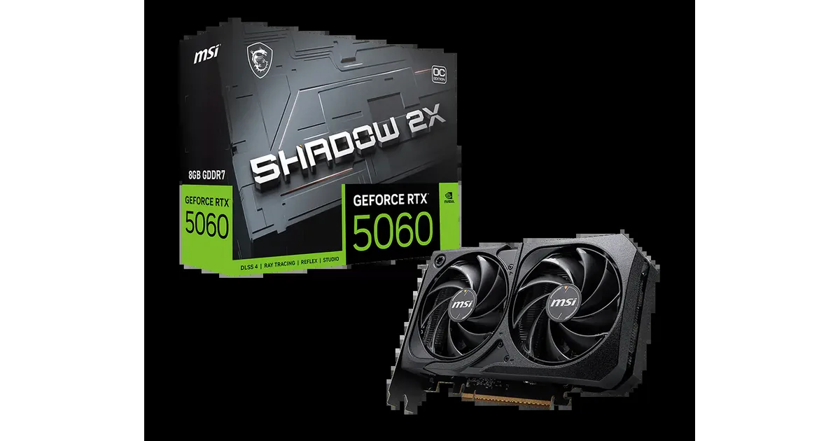 RTX 5060 أم RX 9060: بطاقة MSI SHADOW 2X OC وعلبة GeForce RTX 5060