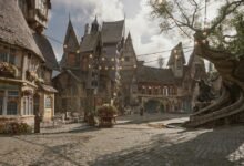 مشهد من Hogwarts Legacy في عرض NVIDIA الرسمي لتقنية DLSS 5