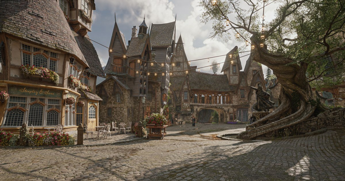 مشهد من Hogwarts Legacy في عرض NVIDIA الرسمي لتقنية DLSS 5