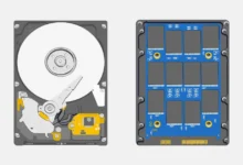 رسم توضيحي يقارن SSD وHDD للألعاب
