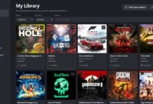 واجهة مكتبة الألعاب في مشغل Xodus Nexus على Linux