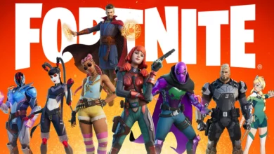 شعار Fortnite وشخصيات اللعبة في صورة مقال حل مشكلة الكراش