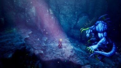 مشهد استكشاف داخل كهف من Final Fantasy Resonance