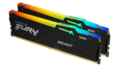 تركيب رام 8 مع 16: وحدتا ذاكرة مكتبية DDR5 من Kingston FURY Beast RGB