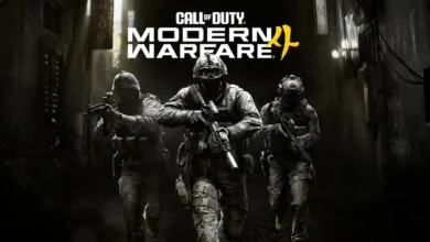 جنود مسلحون في شارع مظلم ضمن الصورة الرسمية للعبة Modern Warfare 4