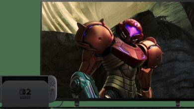 جهاز Nintendo Switch 2 موصولًا بالتلفاز أثناء تشغيل لعبة سباق