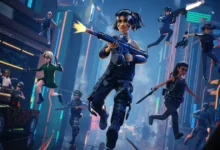 عمل فني رسمي لمنصة Roblox يعرض شخصيات في مشهد حركة داخل مدينة مضاءة